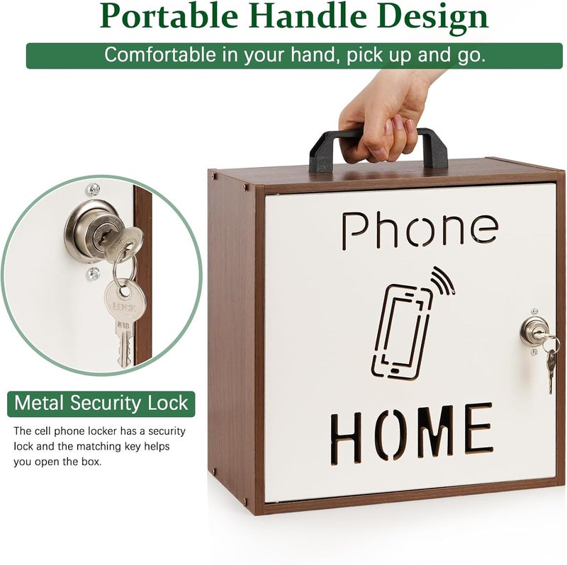 Echaprey Cell Phone Holder Classroom Adjustable 33 Slots Pocket Chart Wooden Cell Phone Storage Cabinet with Handle and Lock Desktop Cell Phone Holder for Classroom Office (Black Walnut) - Image 3